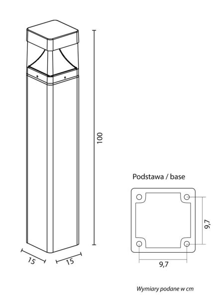 LED Pollerleuchte Alu Anthrazit IP65 20 W 4000 K 100 cm