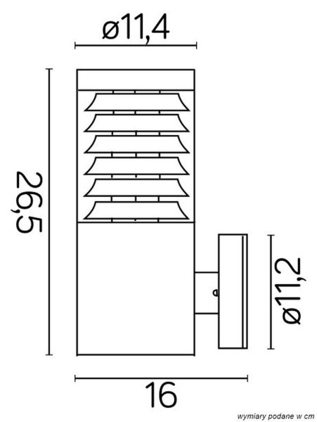 Außenwandleuchte Edelstahl Schwarz H:26,5 cm IP44 E27