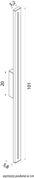 LED Wandleuchte Schwarz Aluminium IP65 4000 K H:101 cm