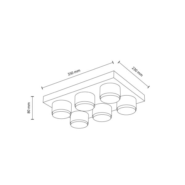 Deckenleuchte blendarm 6-flammig Gelb GX53 L:35 cm