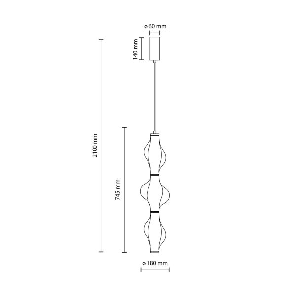 LED Pendelleuchte Glas 3000K Schwarz Graphit Ø18 cm