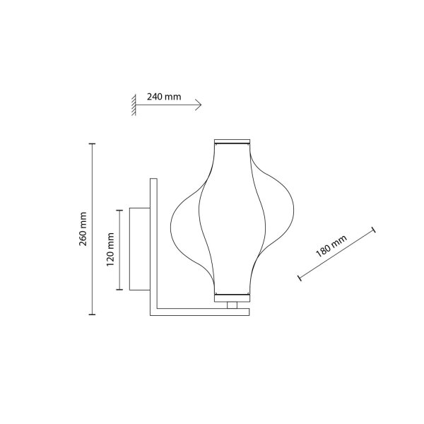 LED Wandleuchte Glas 3000K Schwarz Graphit H:26 cm