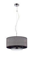 H&auml;ngelampe Schwarz Glas Stoff &Oslash;35cm Esstisch
