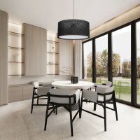 Pendelleuchte 3-flammig Stoff Metall Schwarz E27...