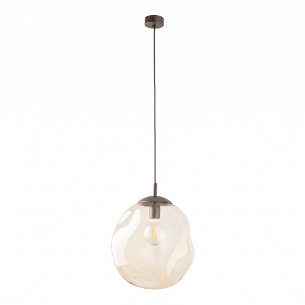 Pendelleuchte Glas Metall Braun Bernstein E27 Ø35 cm