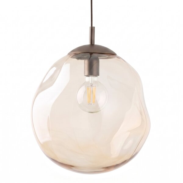 Pendelleuchte Glas Metall Braun Bernstein E27 Ø35 cm