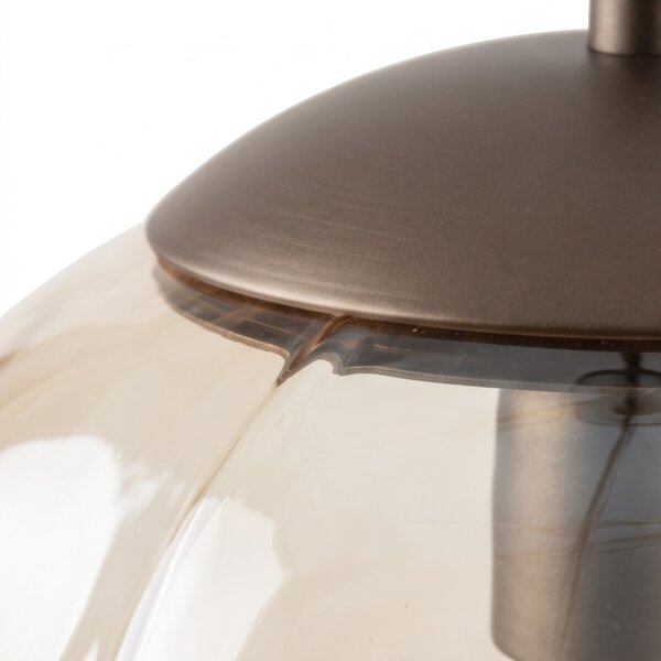 Pendelleuchte Glas Metall Braun Bernstein E27 Ø35 cm