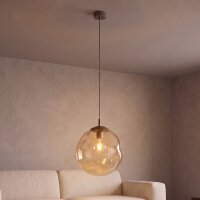 Pendelleuchte Glas Metall Braun Bernstein E27 Ø35 cm