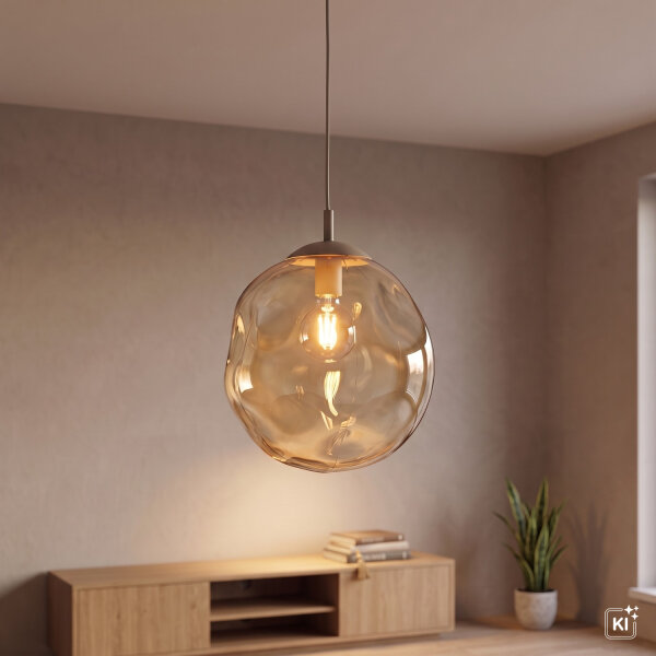 Pendelleuchte Glas Sandfarben Cognac E27 Ø35 cm modern