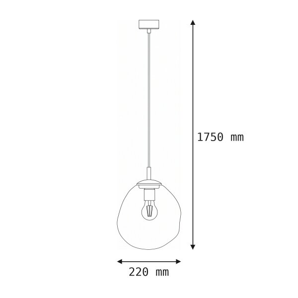 Pendelleuchte Glas Metall Braun Cognac E27 Ø25 cm rund