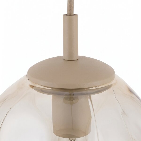 Pendelleuchte Glas Metall Sandfarben Cognac E27 Ø25 cm