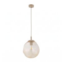 Pendelleuchte Glas Metall Sandfarben Cognac E27...