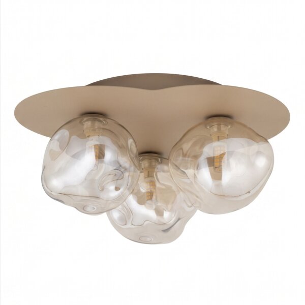 Deckenleuchte Glas Metall Sandfarben Cognac G9 Ø37 cm