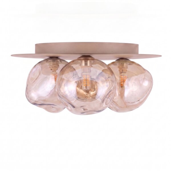 Deckenleuchte Glas Metall Sandfarben Cognac G9 Ø37 cm