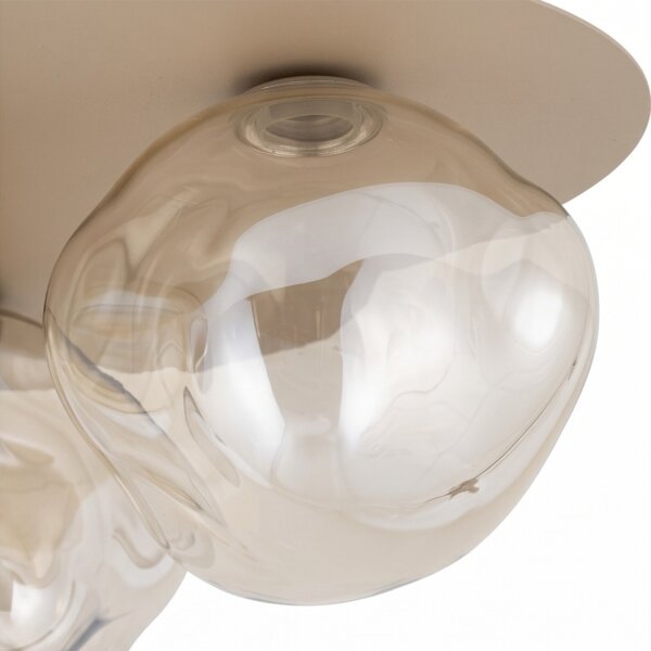 Deckenleuchte Glas Metall Sandfarben Cognac G9 Ø37 cm