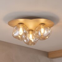 Deckenleuchte Glas Metall Sandfarben Cognac G9 &Oslash;37 cm
