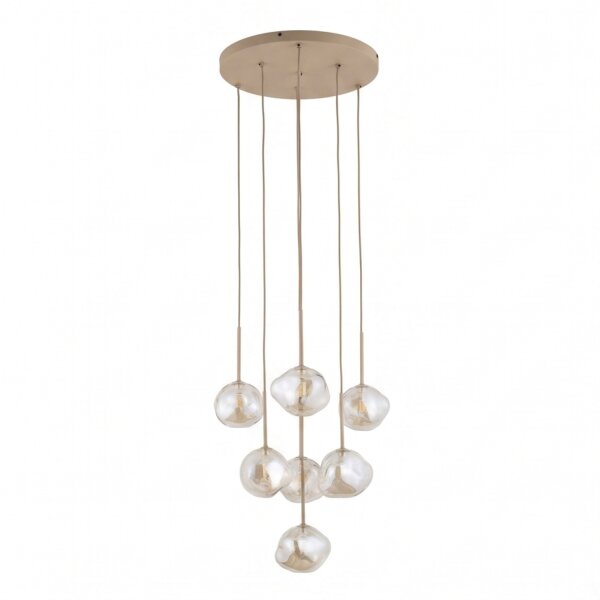 Pendelleuchte Glas Sandfarben Cognac G9 rund B:48,5 cm