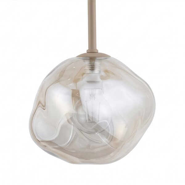 Pendelleuchte Glas Sandfarben Cognac G9 rund B:48,5 cm