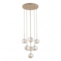 Pendelleuchte Glas Sandfarben Cognac G9 rund B:48,5 cm