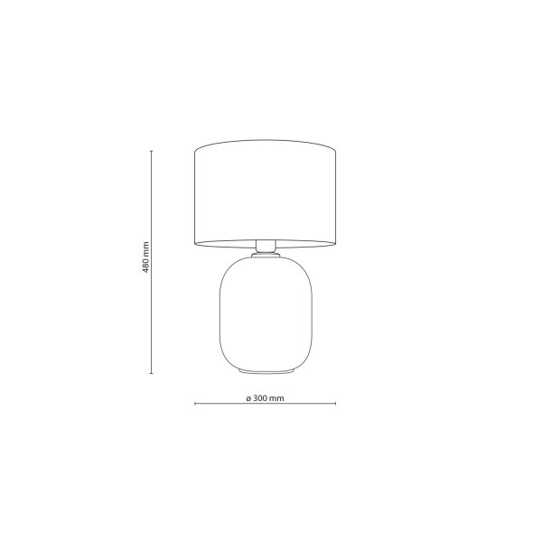 Tischlampe Stoff Glas Grau Sandfarben E27 H:48 cm rund