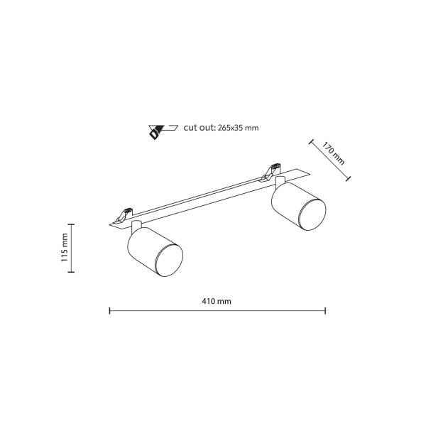 Deckenstrahler flexibel 2-flammig Metall Weiß L:41 cm