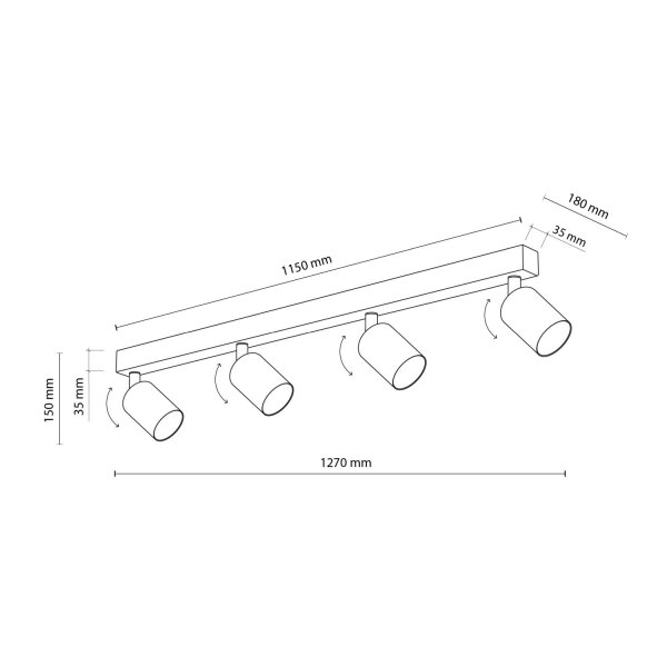 Deckenspot flexibel 4-flammig Metall Weiß GU10 123 cm