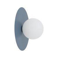 Wandleuchte Glas Metall Wei&szlig; Blau H:25 cm Modern rund