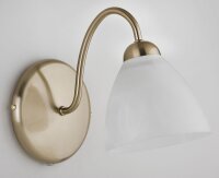 Wandleuchte Glas Messing Metall E27 B:27 cm Vintage Arm
