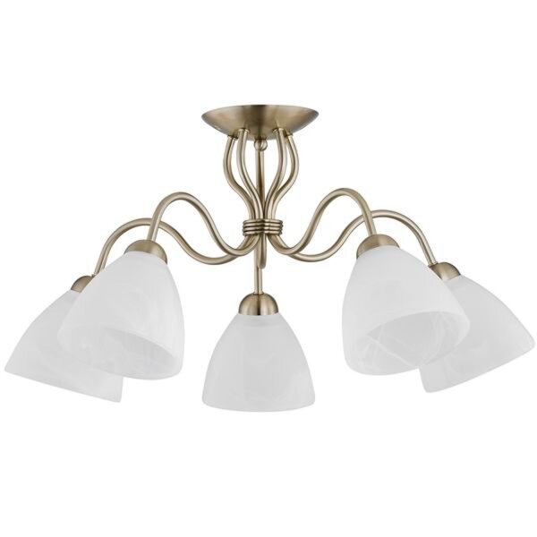Deckenleuchte 5-flammig Glas Chrom Metall E27 L:64 cm
