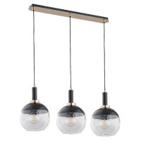 Hängelampe 3-flammig Glas Gold Klar Schwarz E27 L:75 cm