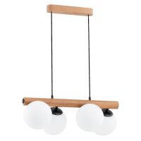Pendelleuchte Holz Weiß 4-flammig E14 60 cm wohnlich
