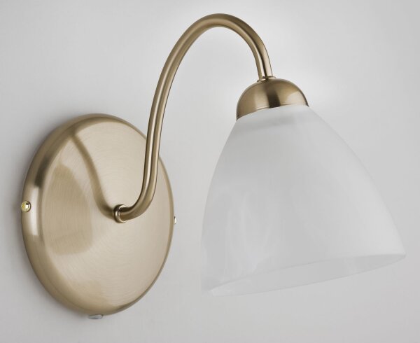 Wandleuchte Messing Metall Glas E27 B:20 cm dekorativ