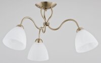 Deckenleuchte 3-flammig Glas Messing Weiß E27 L:54 cm
