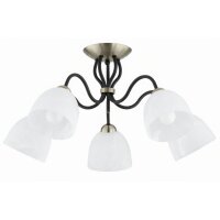 Deckenlampe 5-flammig Glas Schwarz Weiß E27 B:58 cm