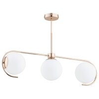Deckenleuchte 3-flammig Glas Weiß Gold E14 L:72 cm
