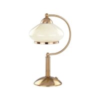 Tischlampe Glas Weiß Gold Metall E27 H:35 cm Modern