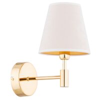 Wandlampe Stoff Metall Wei&szlig; Gold E14 B:15 cm Modern