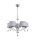 Lustre noble Gris Chrome Tissu Table &agrave; manger 5xE27