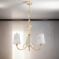 Kronleuchter in Shabby Gold Weiß Glas ENANIA Lampe