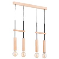 Hängelampe Holz Natur 4-flmg E27 L:63 cm Skandinavisch