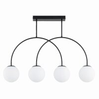 Deckenleuchte 4-flammig Glas Schwarz Weiß E14 H:55 cm