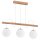 H&auml;ngelampe 3-flammig Glas Holz Natur E14 L:72 cm lang