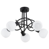 Deckenleuchte 5-flammig Glas Schwarz Weiß E14 H:32 cm