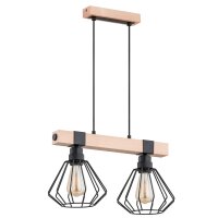 Hängelampe 2-flammig Holz Natur E27 L:44 cm wohnlich