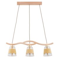 Hängelampe Holz Bernstein Natur 3-flammig E14 L:68 cm