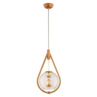 Hängelampe Skandinavisch Glas Holz Bernstein E27 24 cm