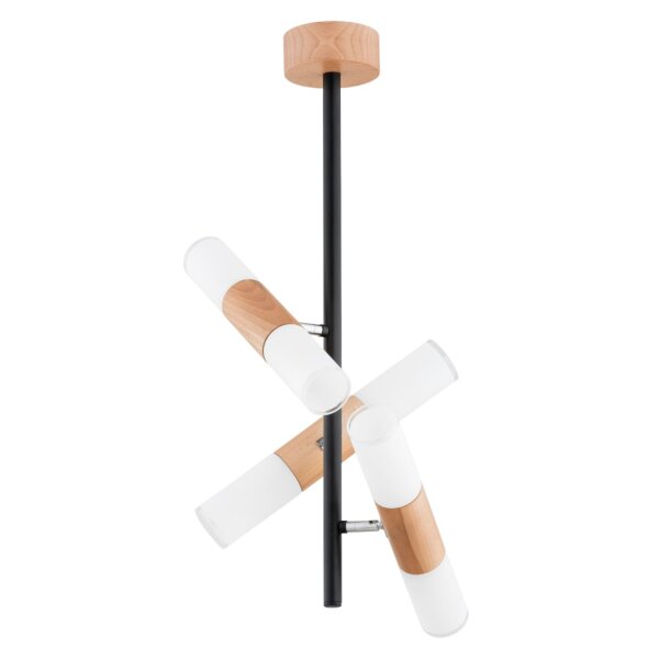 Deckenlampe 6-flammig Holz Weiß E14 B:20 cm wohnlich