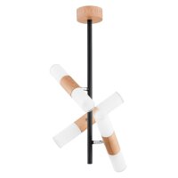 Deckenlampe 6-flammig Holz Weiß E14 B:20 cm wohnlich