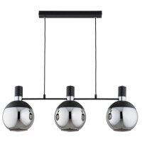 Hängelampe 3-flammig Glas Schwarz Chrom E27 L:85 cm