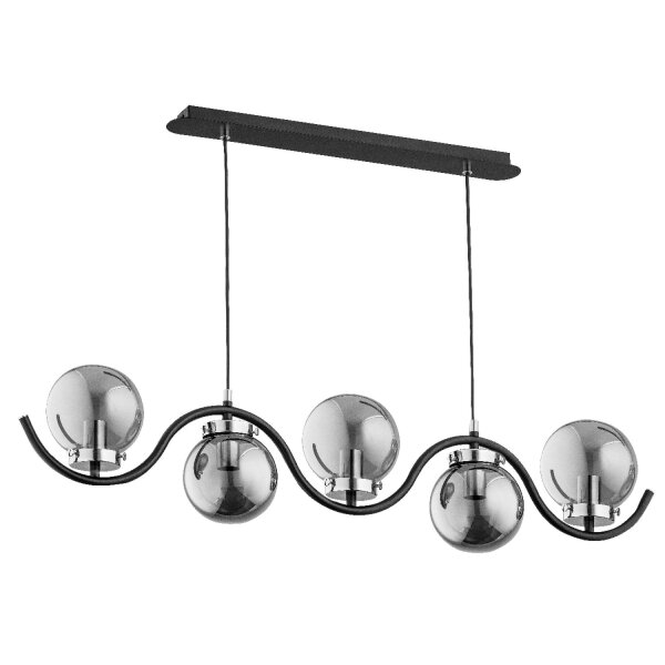 Hängelampe 5-flammig Rauchglas Schwarz E14 L:97 cm